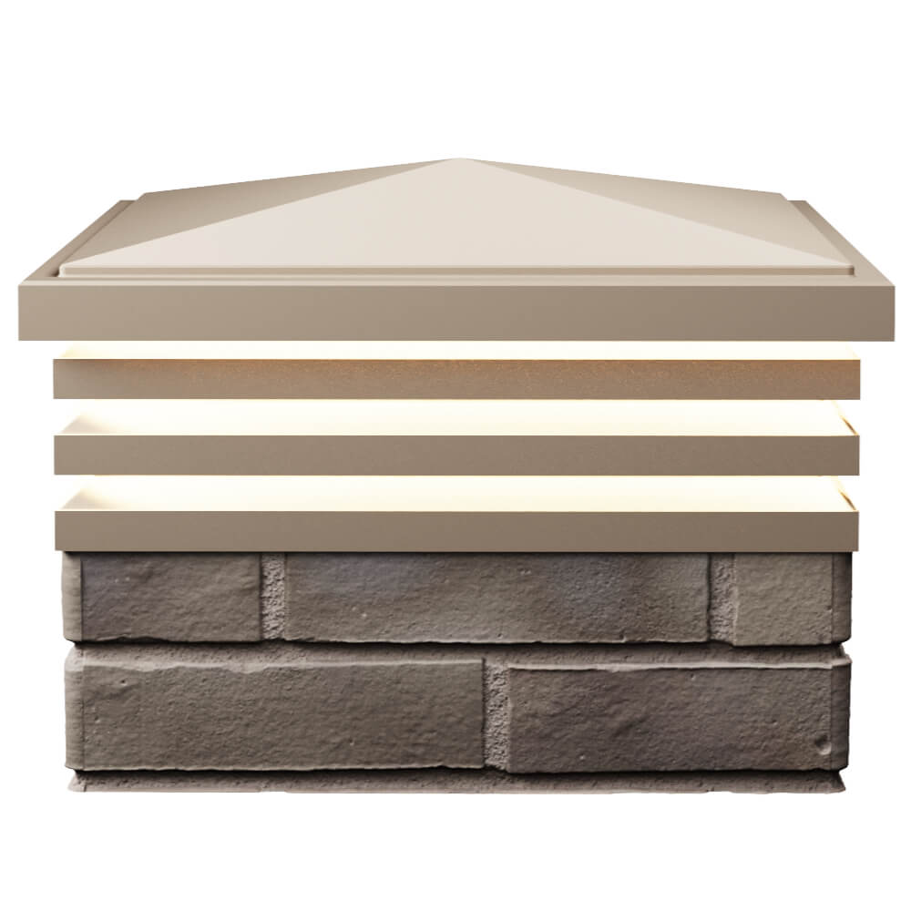 Колпак Zking Бона ХайТек Бежевый на столб 1.5х1.5 кирпича (385х385мм) с подсветкой в Улан-Удэ фото