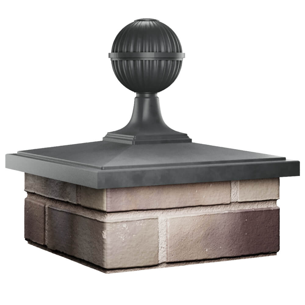 Колпак Zking БонаМоно Серый с шаром на столб 1.5х1.5 кирпича (385х385, 400х400мм) в сборе в Улан-Удэ фото