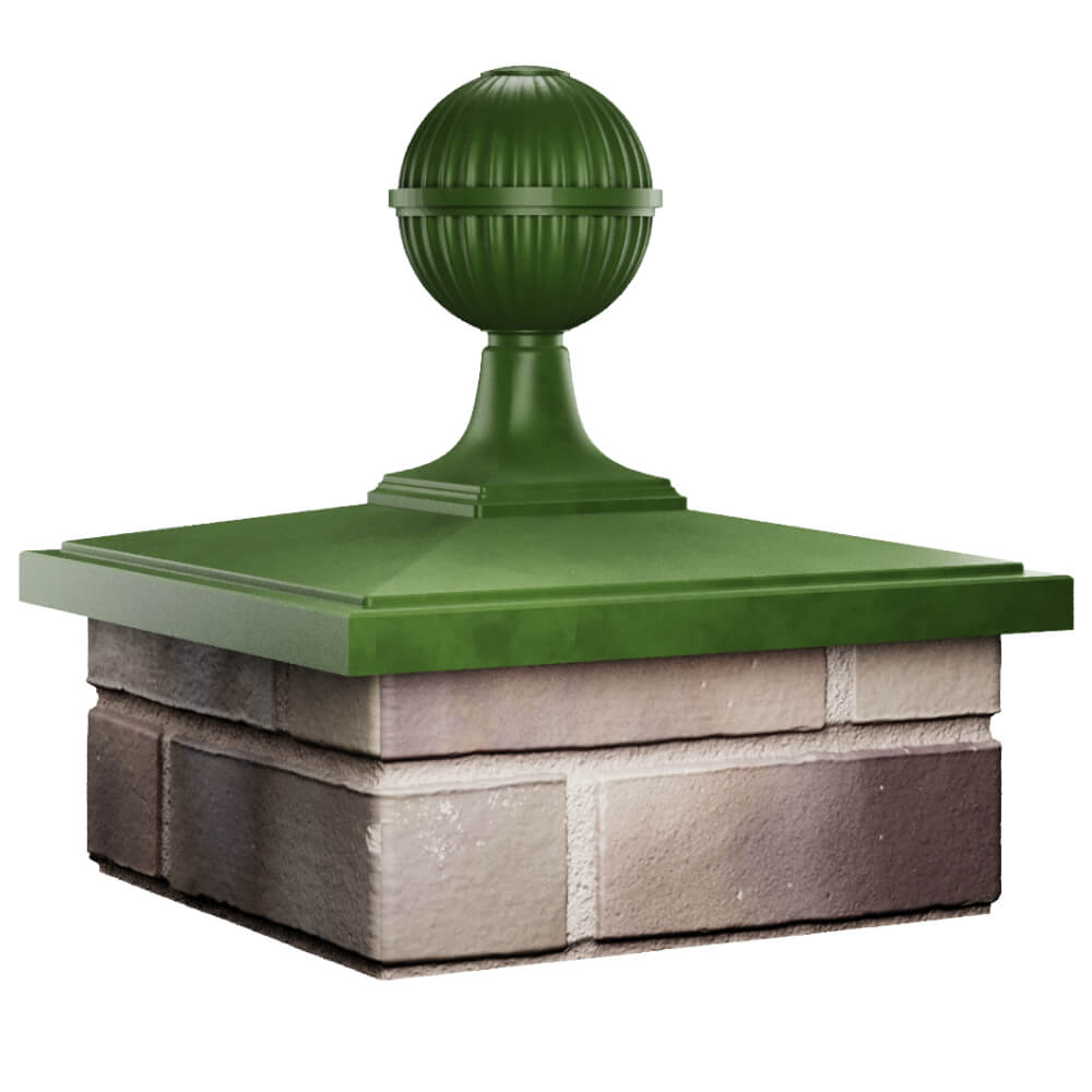 Колпак Zking БонаМоно Зеленый с шаром на столб 1.5х1.5 кирпича (385х385, 400х400мм) в сборе в Улан-Удэ фото