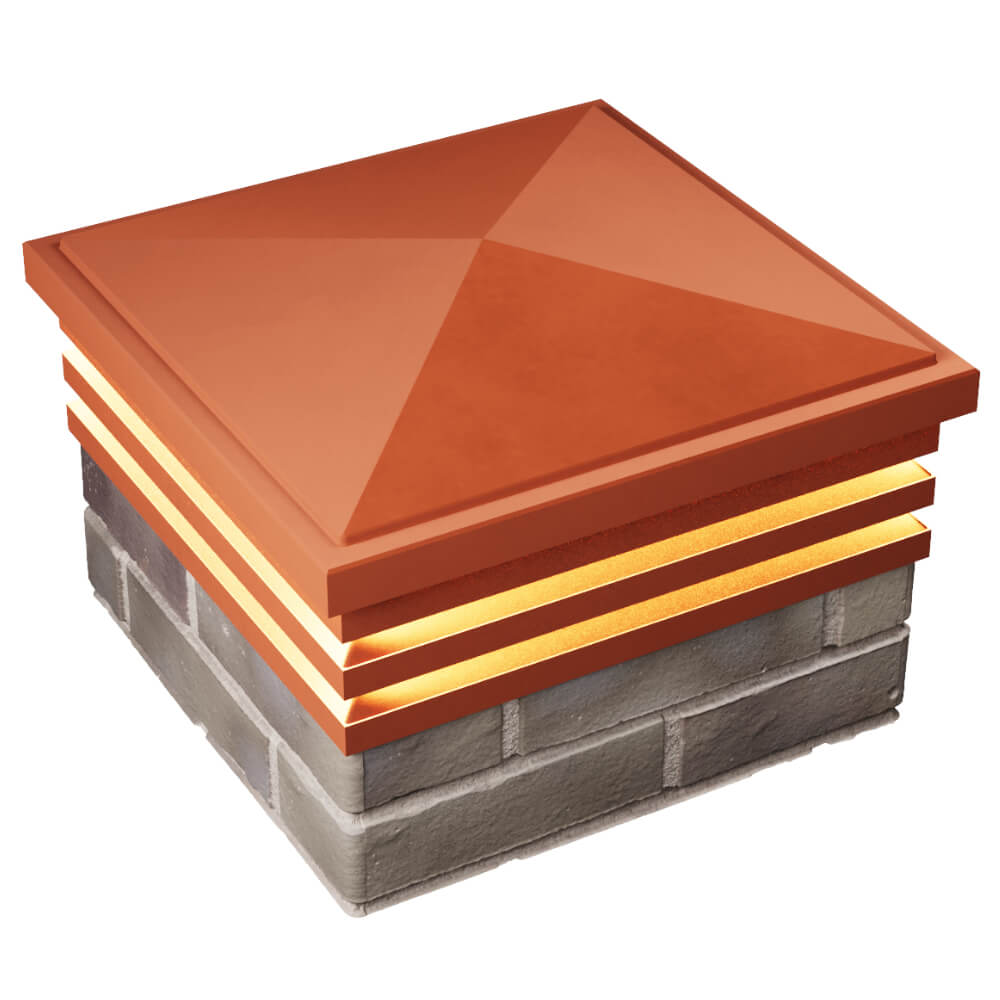 Колпак Zking Бона ХайТек Красный на столб 1.5х1.5 кирпича (385х385мм) с подсветкой в Улан-Удэ фото