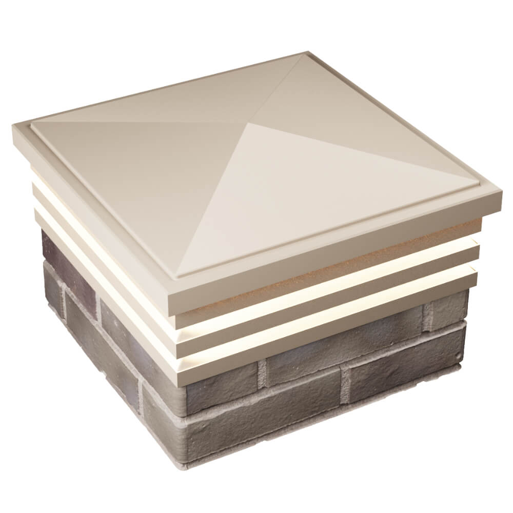 Колпак Zking Бона ХайТек Бежевый на столб 1.5х1.5 кирпича (385х385мм) с подсветкой в Улан-Удэ фото