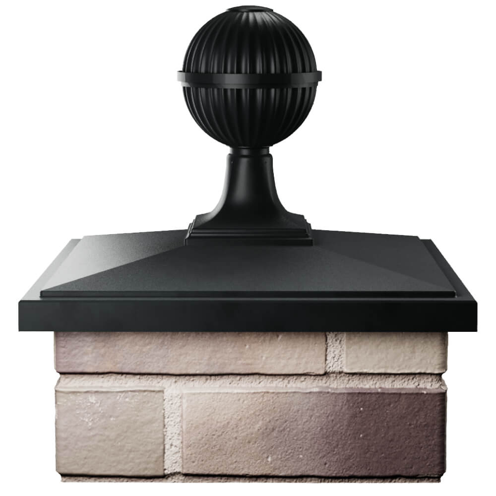 Колпак Zking БонаМоно Черный с шаром на столб 1.5х1.5 кирпича (385х385, 400х400мм) в сборе Улан-Удэ фото