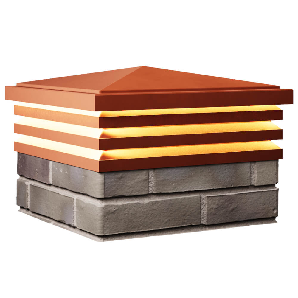 Колпак Zking Бона ХайТек Красный на столб 1.5х1.5 кирпича (385х385мм) с подсветкой в Улан-Удэ фото