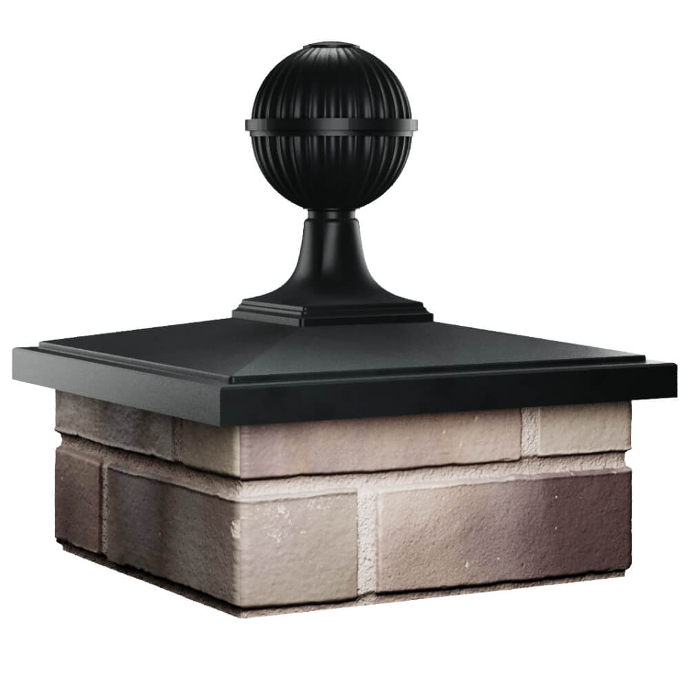 Колпак Zking БонаМоно Черный с шаром на столб 1.5х1.5 кирпича (385х385, 400х400мм) в сборе в Улан-Удэ фото