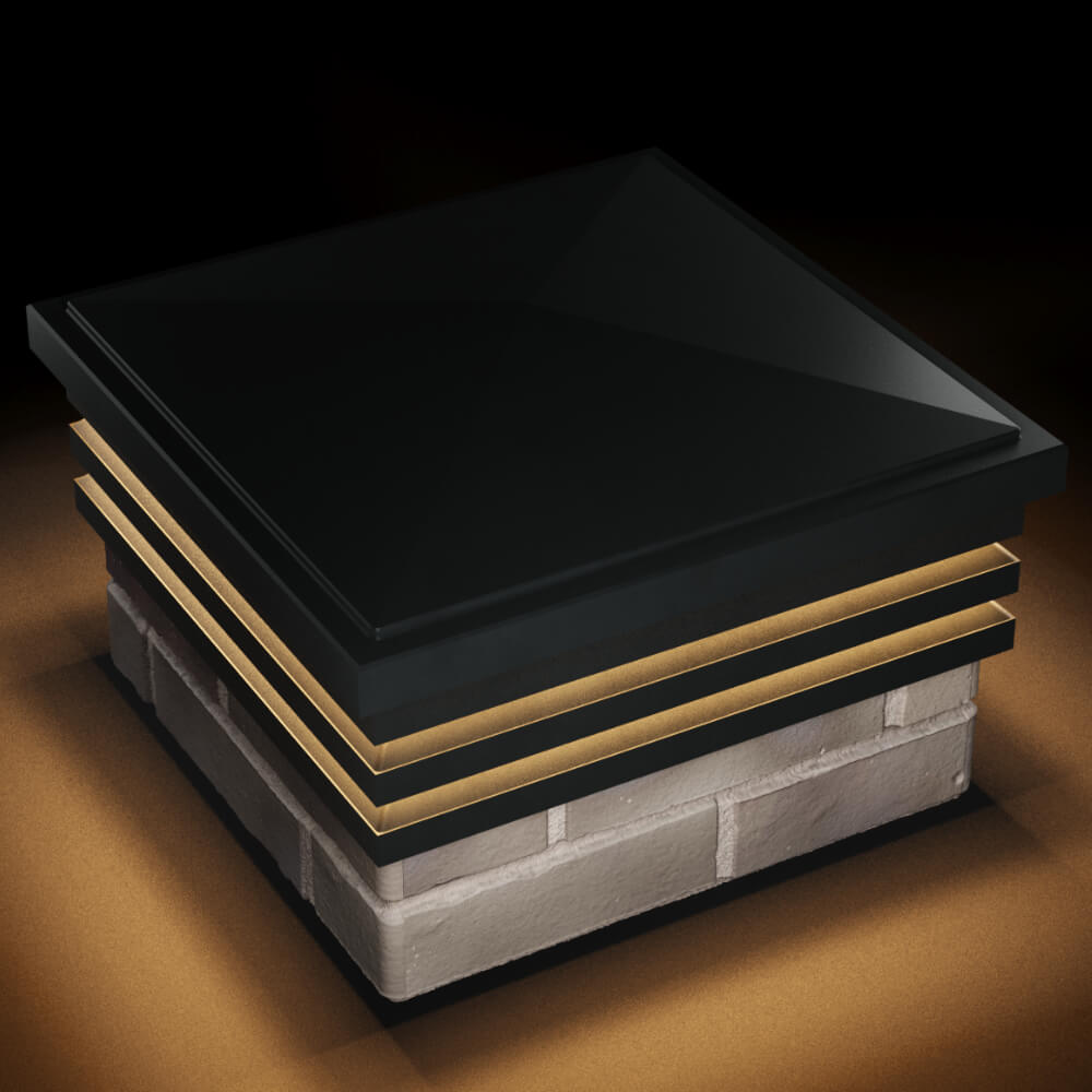 Колпак Zking Бона ХайТек Черный на столб 1.5х1.5 кирпича (385х385мм) с подсветкой в Улан-Удэ фото