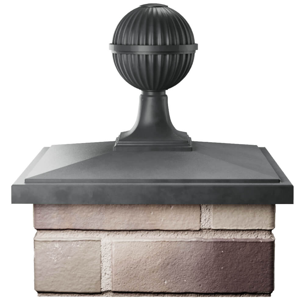 Колпак Zking БонаМоно Серый с шаром на столб 1.5х1.5 кирпича (385х385, 400х400мм) в сборе Улан-Удэ фото