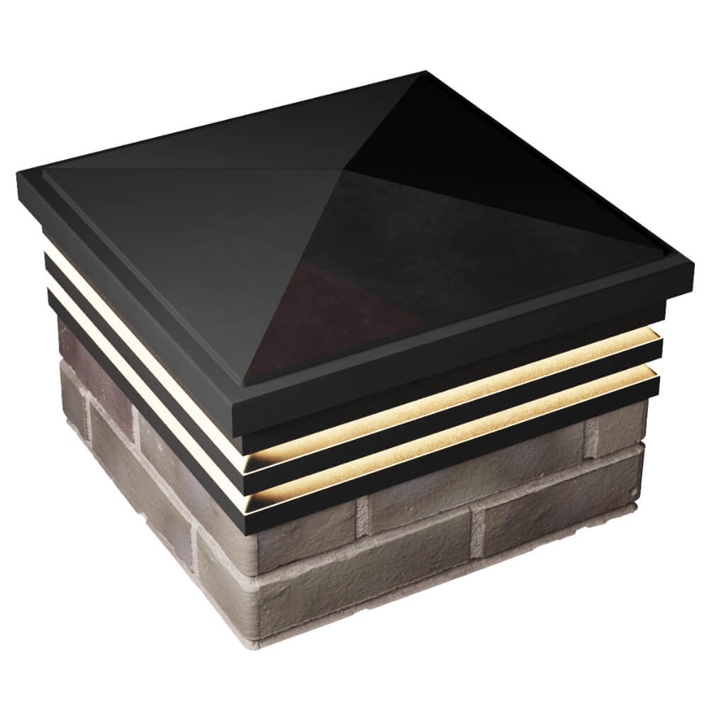 Колпак Zking Бона ХайТек Черный на столб 1.5х1.5 кирпича (385х385мм) с подсветкой в Улан-Удэ фото