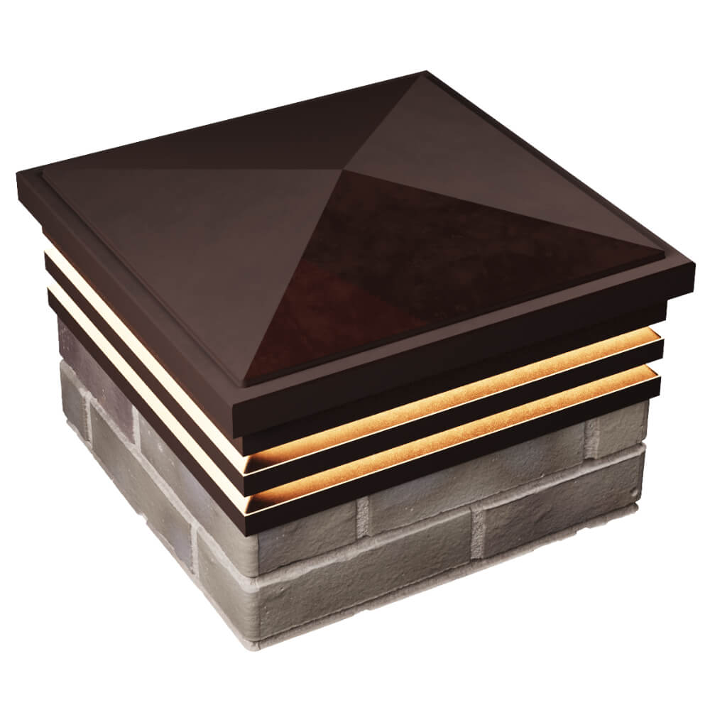 Колпак Zking Бона ХайТек Коричневый на столб 1.5х1.5 кирпича (385х385мм) с подсветкой в Улан-Удэ фото