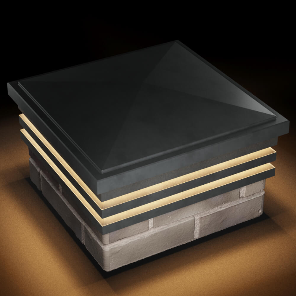 Колпак Zking Бона ХайТек Серый на столб 1.5х1.5 кирпича (385х385мм) с подсветкой в Улан-Удэ фото