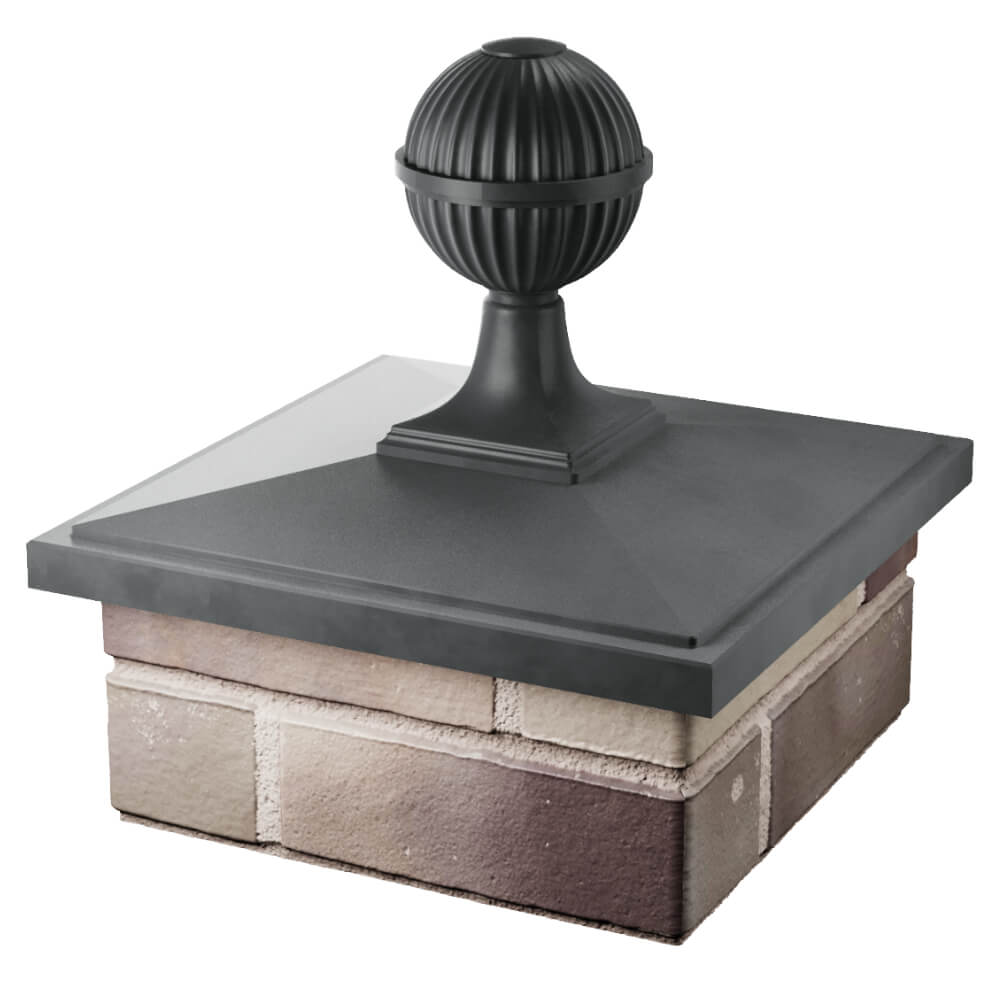 Колпак Zking БонаМоно Серый с шаром на столб 1.5х1.5 кирпича (385х385, 400х400мм) в сборе в Улан-Удэ фото