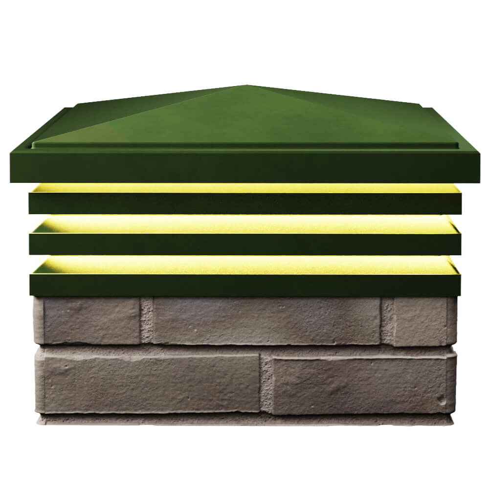 Колпак Zking Бона ХайТек Зеленый на столб 1.5х1.5 кирпича (385х385мм) с подсветкой в Улан-Удэ фото