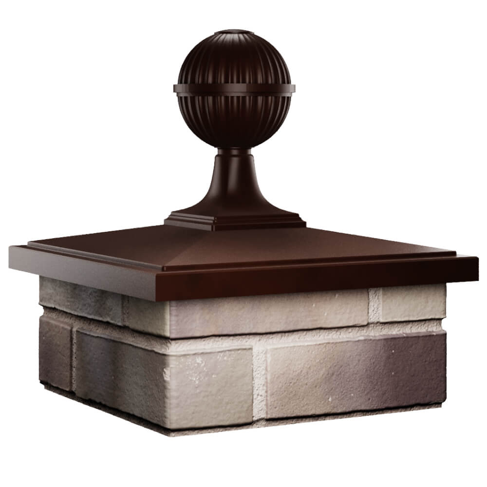 Колпак Zking БонаМоно Коричневый с шаром на столб 1.5х1.5 кирпича (385х385, 400х400мм) в сборе в Улан-Удэ фото