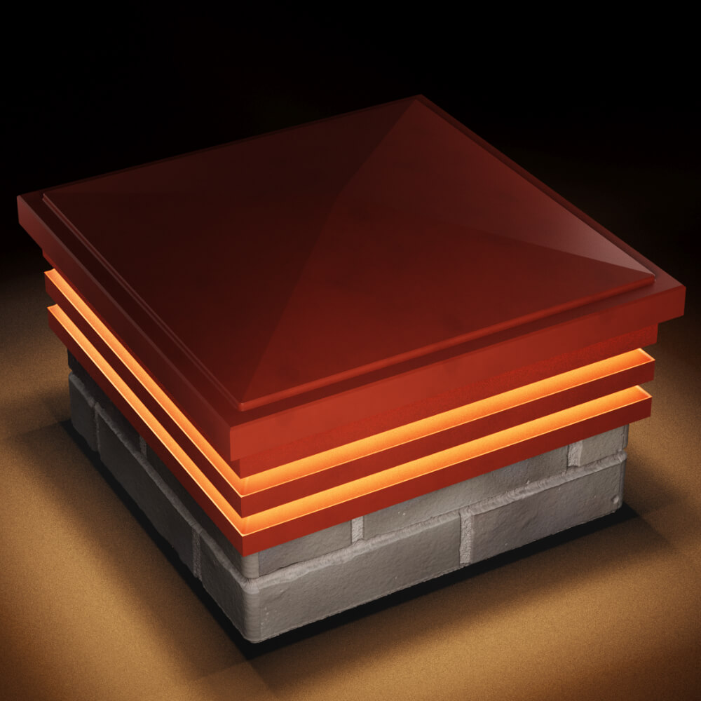 Колпак Zking Бона ХайТек Красный на столб 1.5х1.5 кирпича (385х385мм) с подсветкой в Улан-Удэ фото