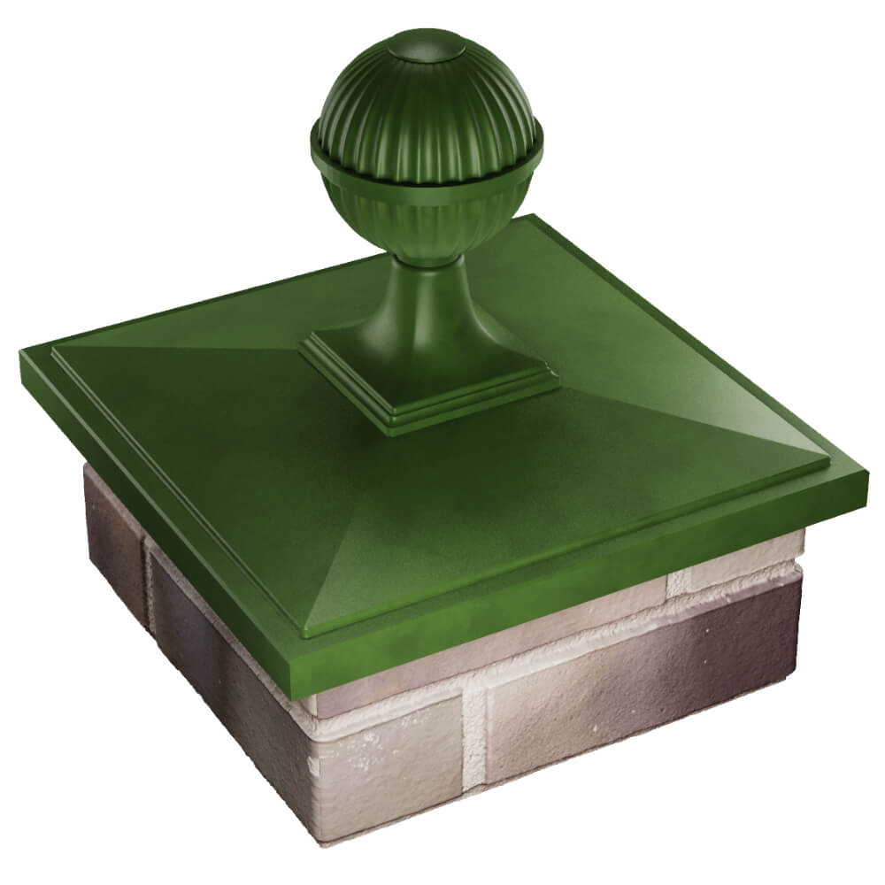 Колпак Zking БонаМоно Зеленый с шаром на столб 1.5х1.5 кирпича (385х385, 400х400мм) в сборе в Улан-Удэ фото