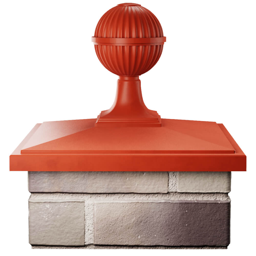 Колпак Zking БонаМоно Красный с шаром на столб 1.5х1.5 кирпича (385х385, 400х400мм) в сборе Улан-Удэ фото
