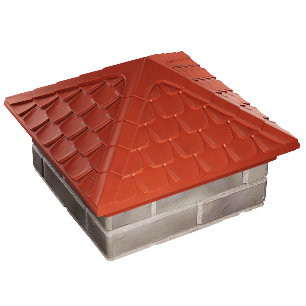 Колпак Zking Эльбрус Красный на столб 1.5х1.5 кирпича (385х385мм) в Улан-Удэ фото