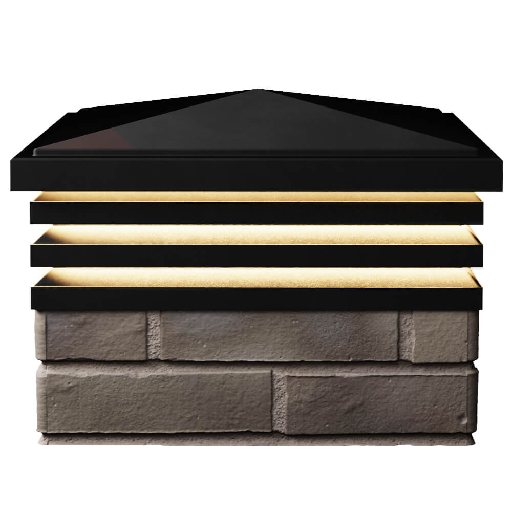 Колпак Zking Бона ХайТек Черный на столб 1.5х1.5 кирпича (385х385мм) с подсветкой в Улан-Удэ фото