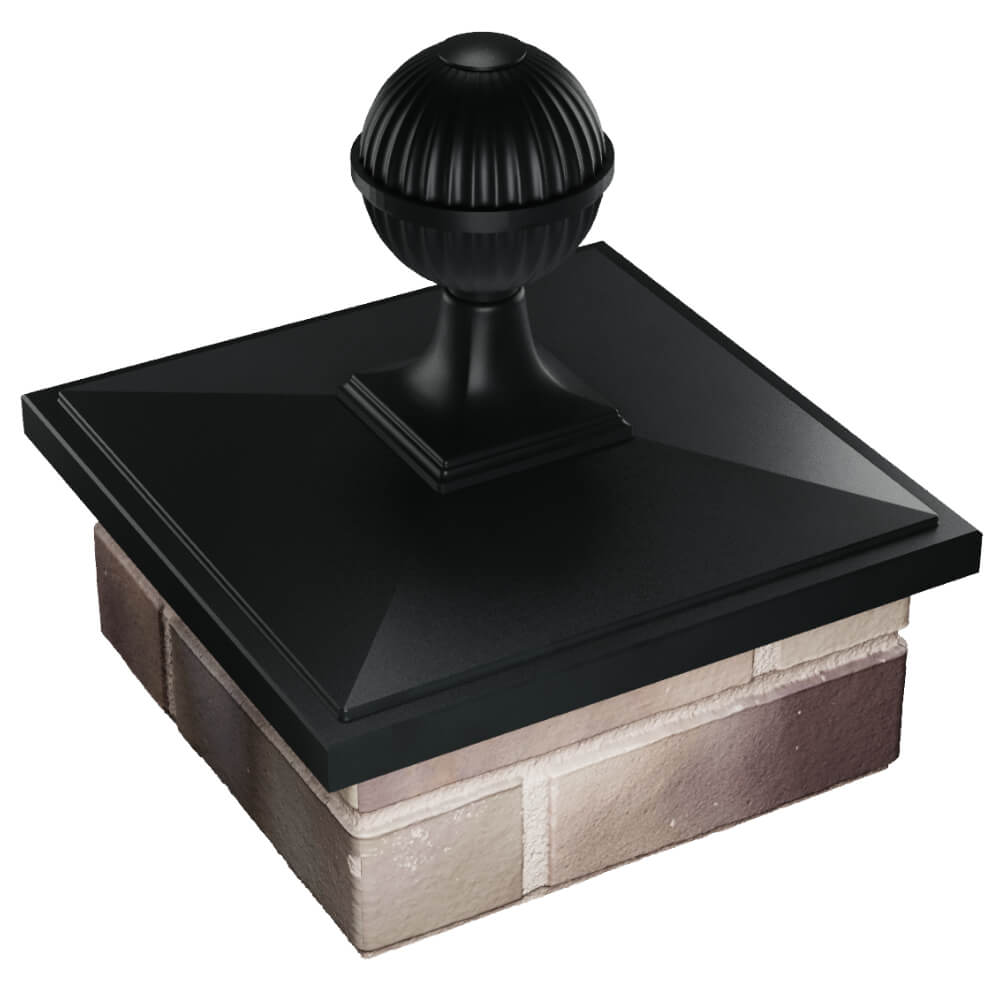 Колпак Zking БонаМоно Черный с шаром на столб 1.5х1.5 кирпича (385х385, 400х400мм) в сборе в Улан-Удэ фото
