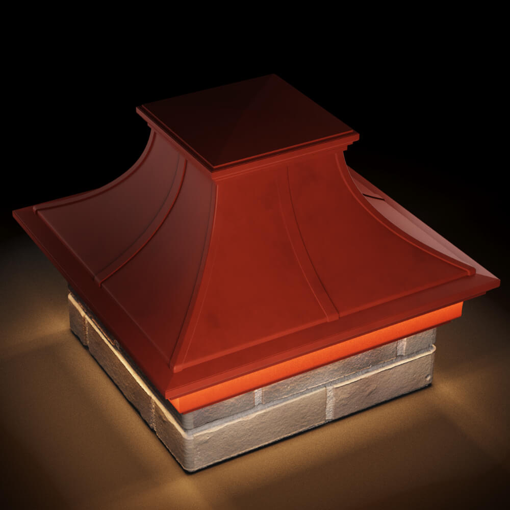 Колпак Zking Монблан Премиум Красный на столб 1.5х1.5 кирпича (385х385мм) с подсветкой в Улан-Удэ фото