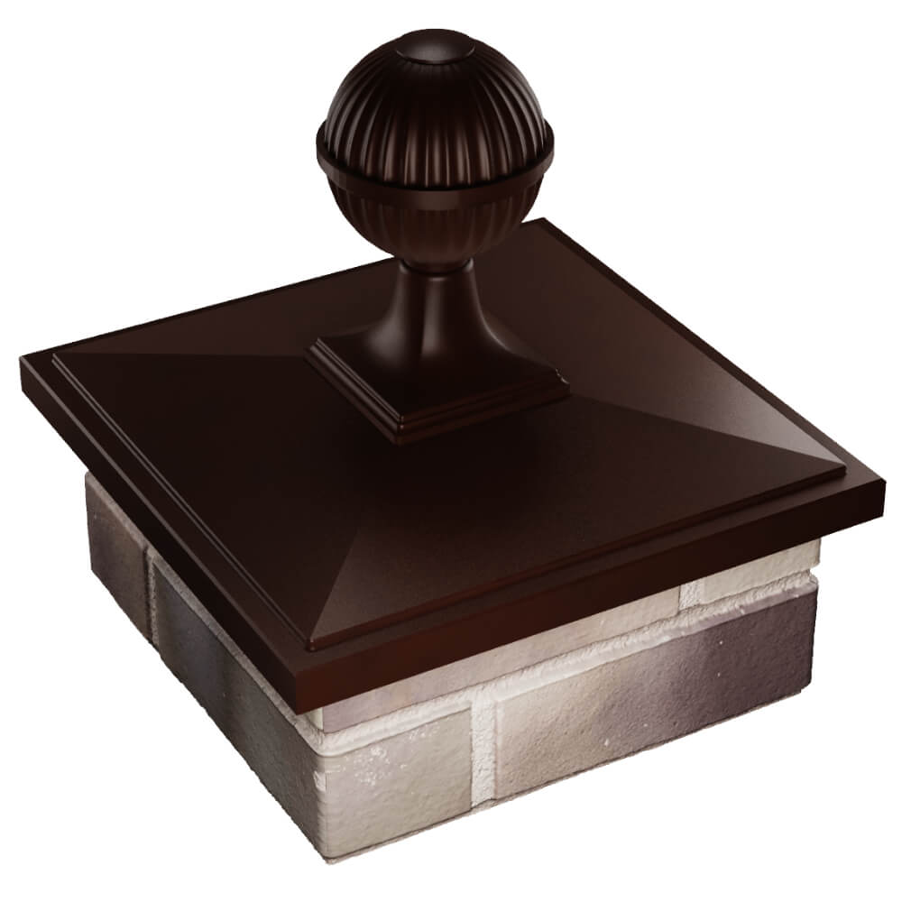 Колпак Zking БонаМоно Коричневый с шаром на столб 1.5х1.5 кирпича (385х385, 400х400мм) в сборе в Улан-Удэ фото