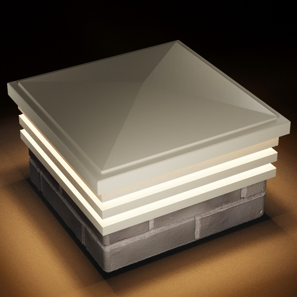 Колпак Zking Бона ХайТек Бежевый на столб 1.5х1.5 кирпича (385х385мм) с подсветкой в Улан-Удэ фото