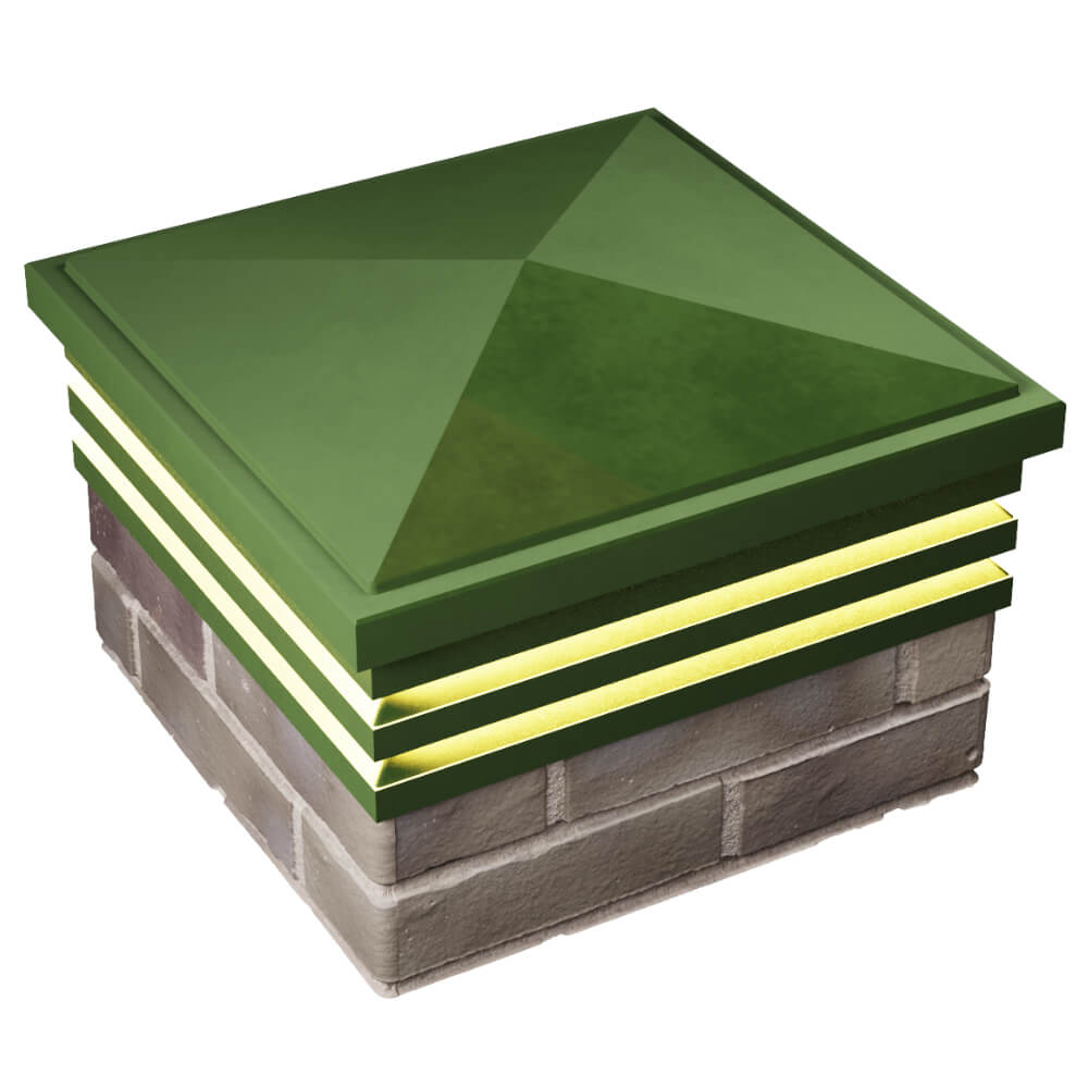 Колпак Zking Бона ХайТек Зеленый на столб 1.5х1.5 кирпича (385х385мм) с подсветкой в Улан-Удэ фото