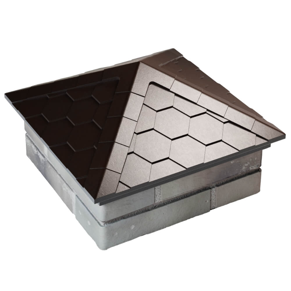 Колпак Zking Эверест Коричневый на столб 1.5х1.5 кирпича (390х390мм) в Улан-Удэ фото