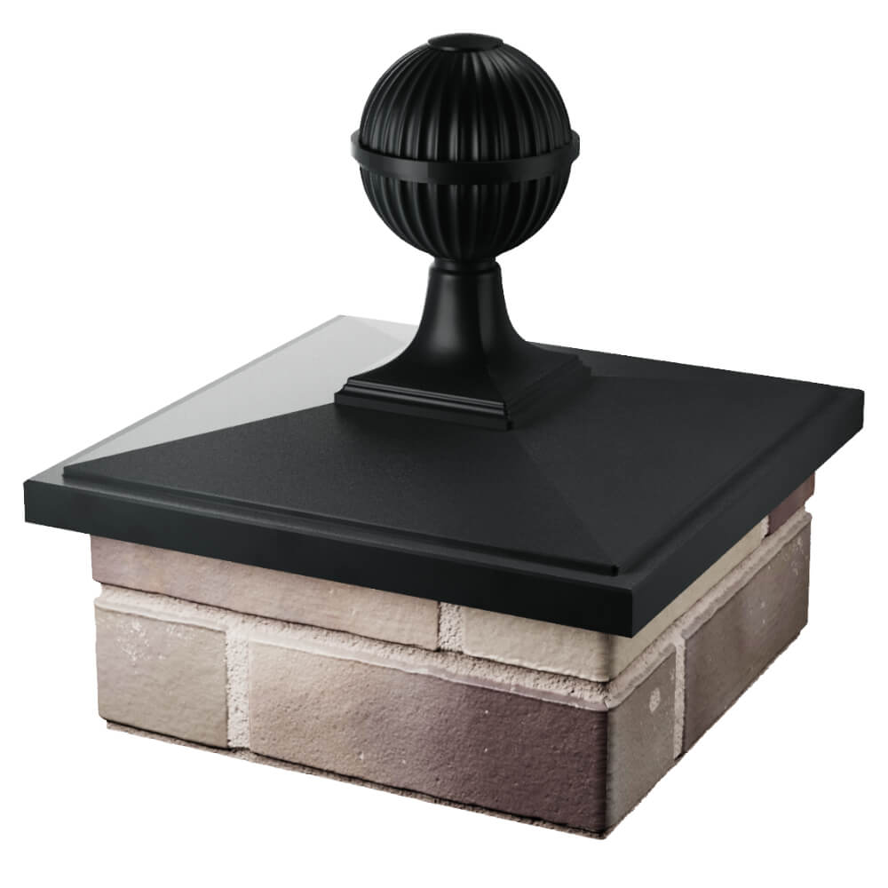 Колпак Zking БонаМоно Черный с шаром на столб 1.5х1.5 кирпича (385х385, 400х400мм) в сборе в Улан-Удэ фото