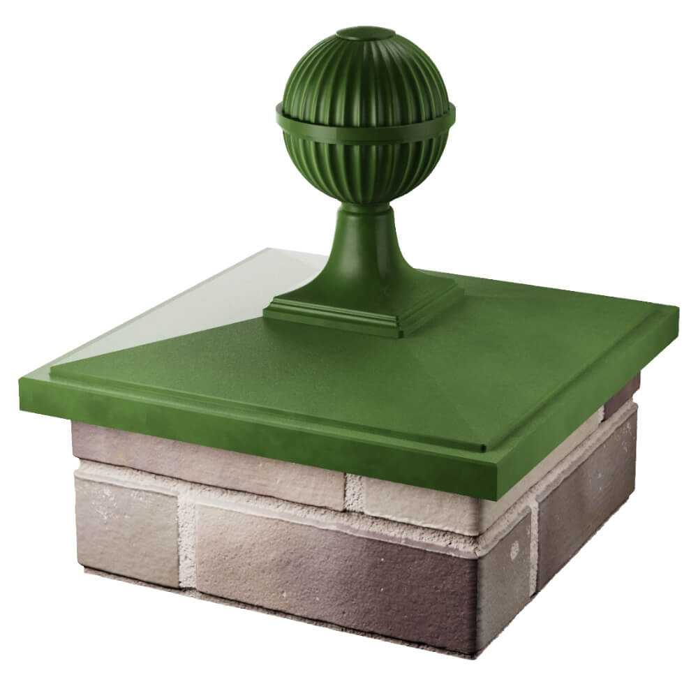 Колпак Zking БонаМоно Зеленый с шаром на столб 1.5х1.5 кирпича (385х385, 400х400мм) в сборе в Улан-Удэ фото