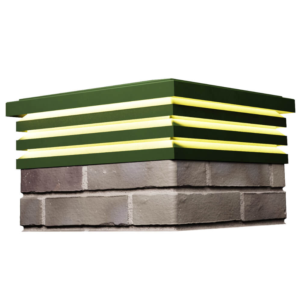 Колпак Zking Бона ХайТек Зеленый на столб 1.5х1.5 кирпича (385х385мм) с подсветкой в Улан-Удэ фото