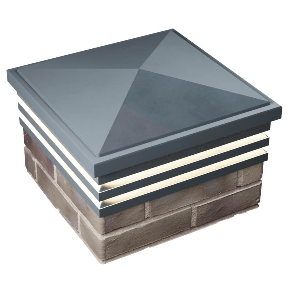 Колпак Zking Бона ХайТек Серый на столб 1.5х1.5 кирпича (385х385мм) с подсветкой в Улан-Удэ фото