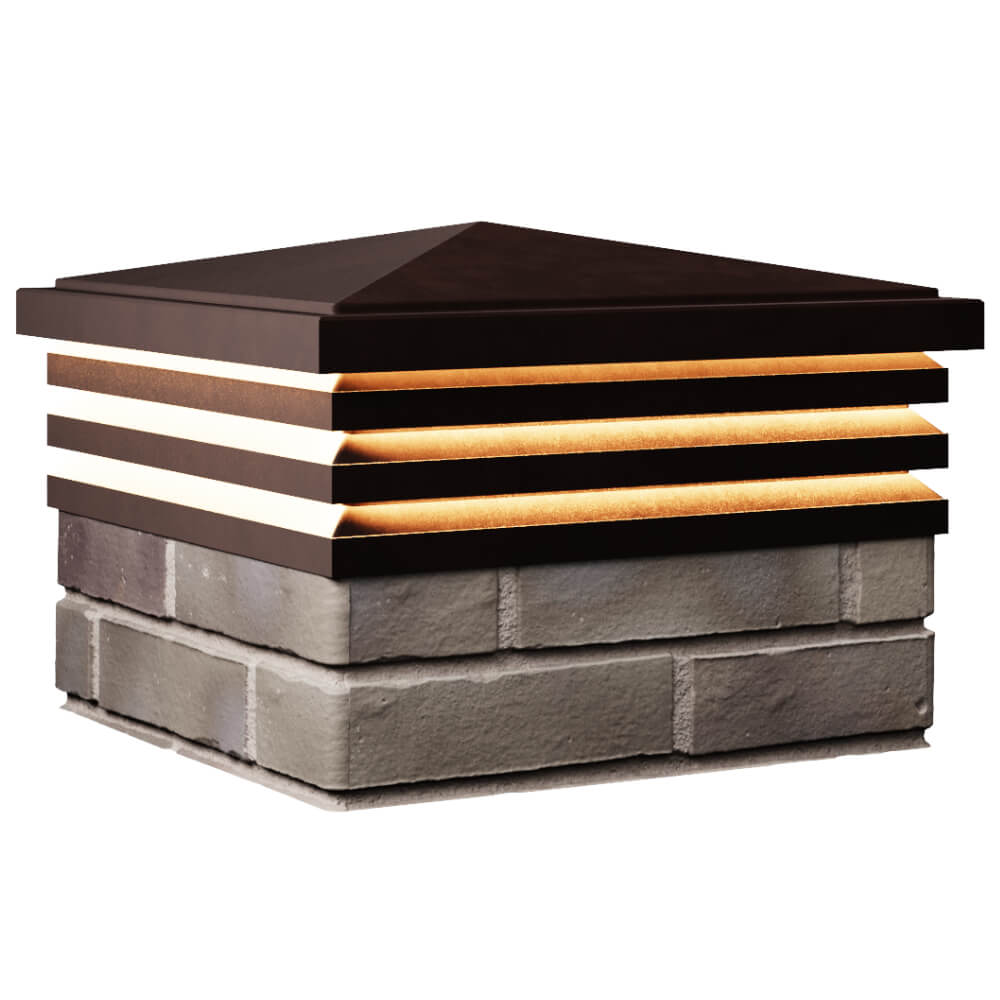 Колпак Zking Бона ХайТек Коричневый на столб 1.5х1.5 кирпича (385х385мм) с подсветкой в Улан-Удэ фото