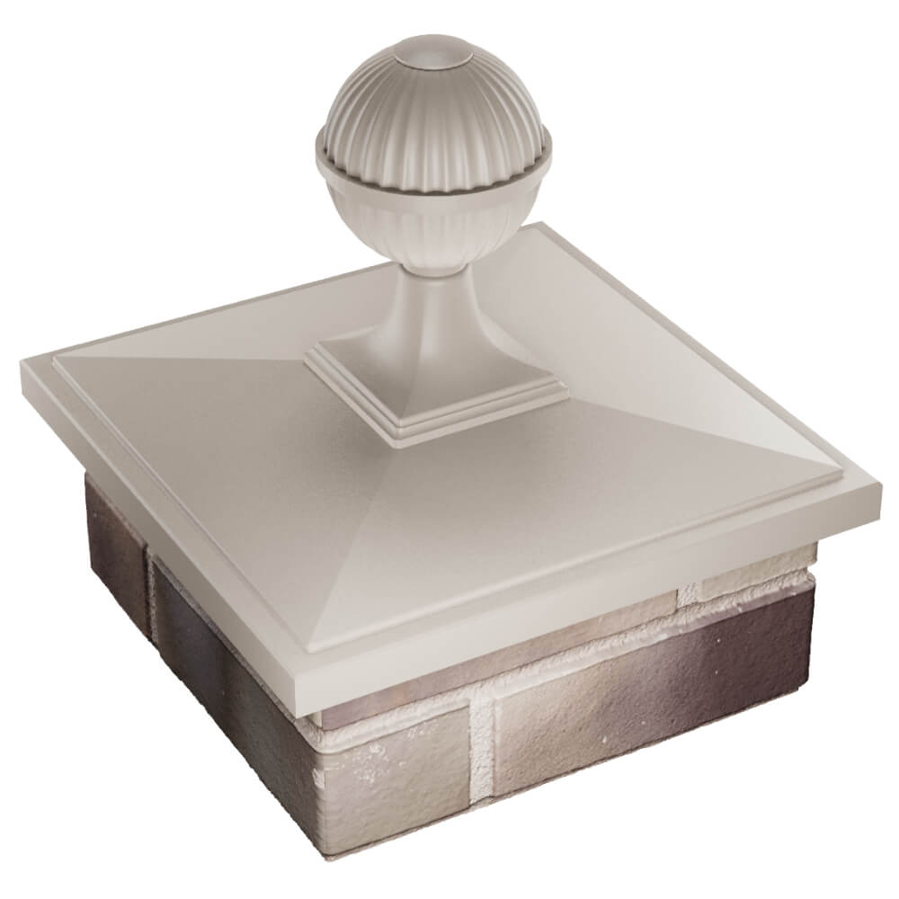 Колпак Zking БонаМоно Бежевый с шаром на столб 1.5х1.5 кирпича (385х385, 400х400мм) в сборе в Улан-Удэ фото