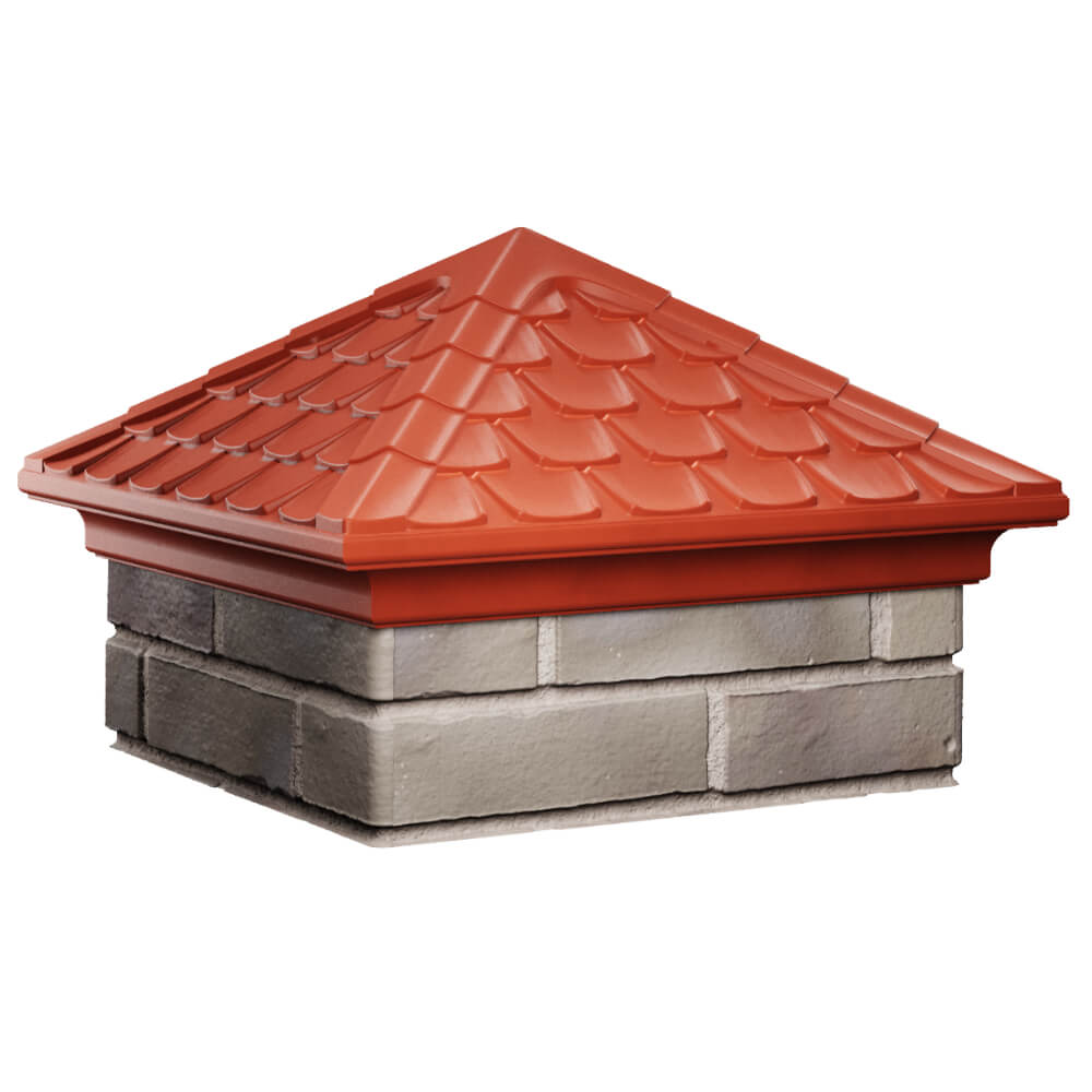 Колпак Zking Эльбрус Красный на столб 1.5х1.5 кирпича (385х385мм) в Улан-Удэ фото