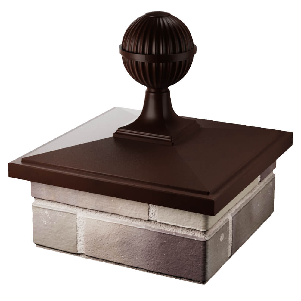 Колпак Zking БонаМоно Коричневый с шаром на столб 1.5х1.5 кирпича (385х385, 400х400мм) в сборе в Улан-Удэ фото