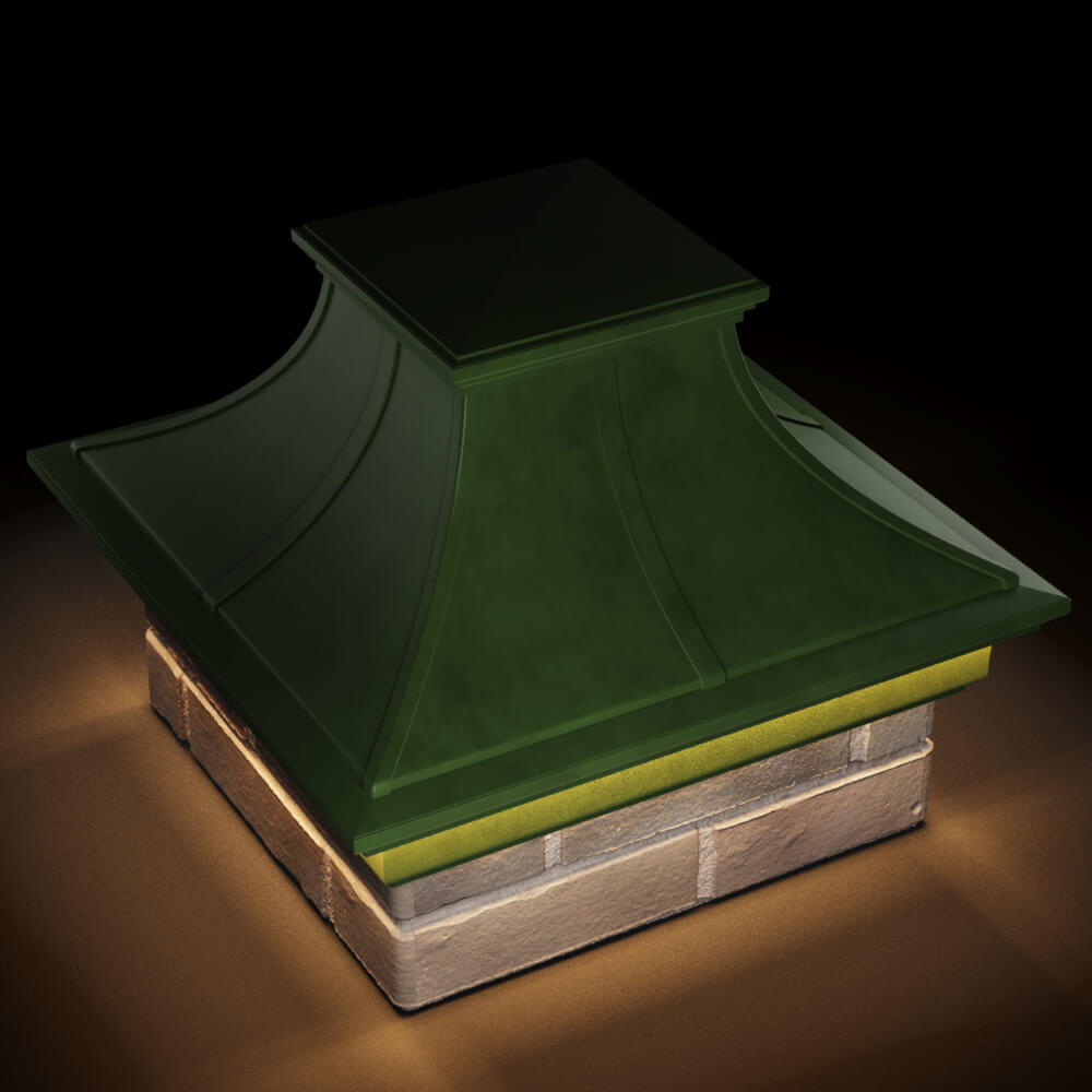 Колпак Zking Монблан Премиум Зеленый на столб 1.5х1.5 кирпича (385х385мм) с подсветкой в Улан-Удэ фото