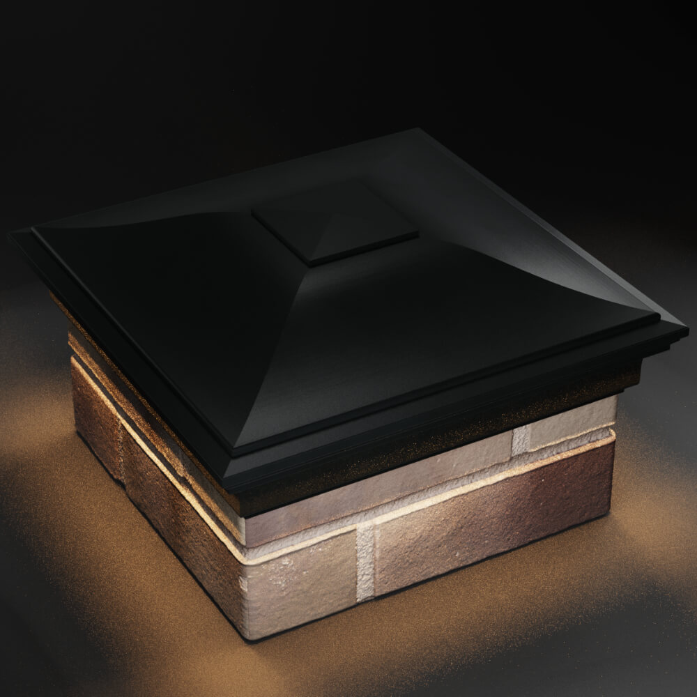 Колпак Zking Монблан Черный на столб 1.5х1.5 кирпича (385х385мм) с подсветкой в Улан-Удэ фото