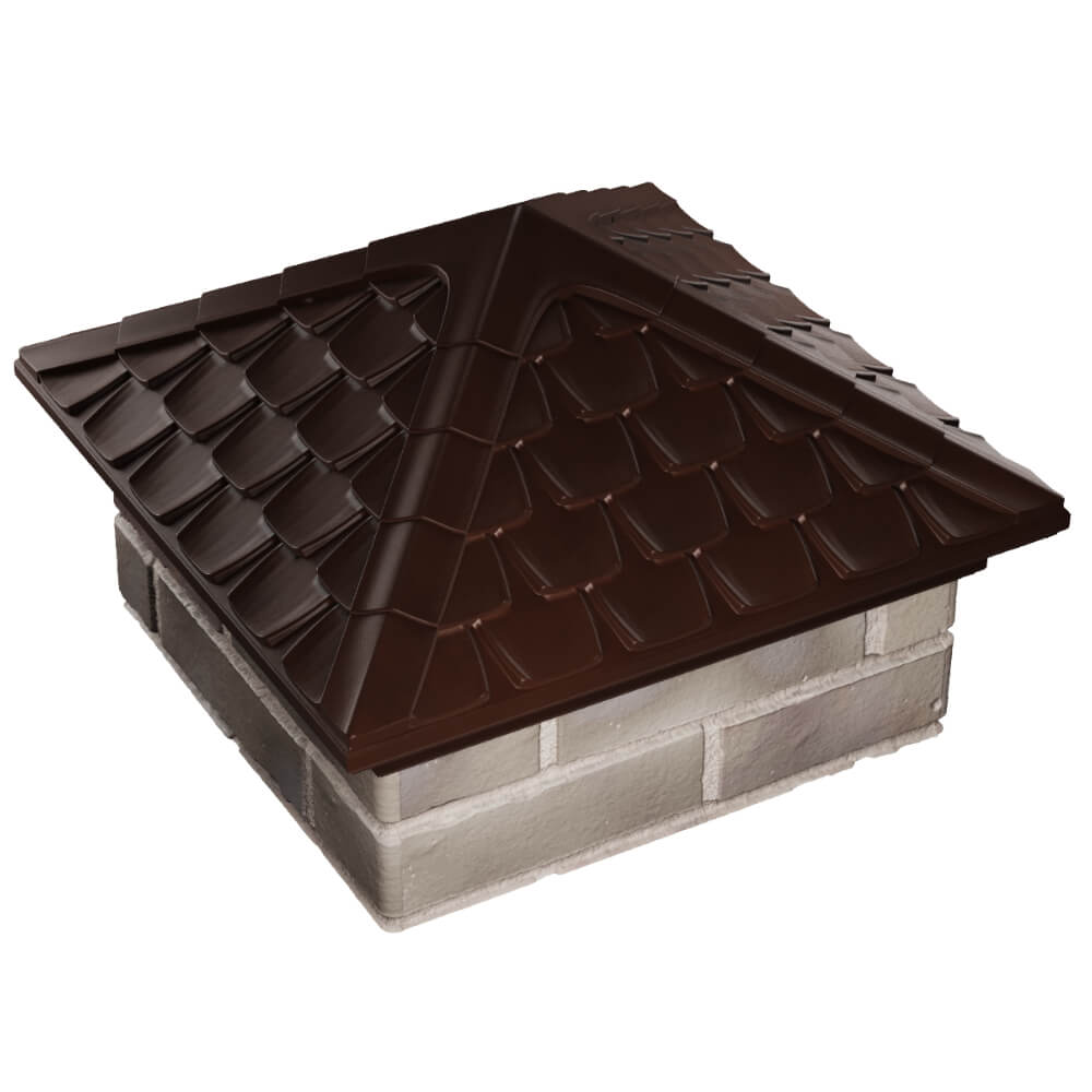 Колпак Zking Эльбрус Коричневый на столб 1.5х1.5 кирпича (385х385мм) в Улан-Удэ фото