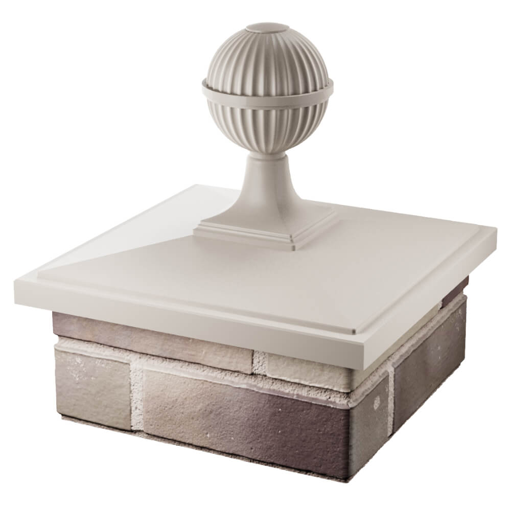 Колпак Zking БонаМоно Бежевый с шаром на столб 1.5х1.5 кирпича (385х385, 400х400мм) в сборе в Улан-Удэ фото