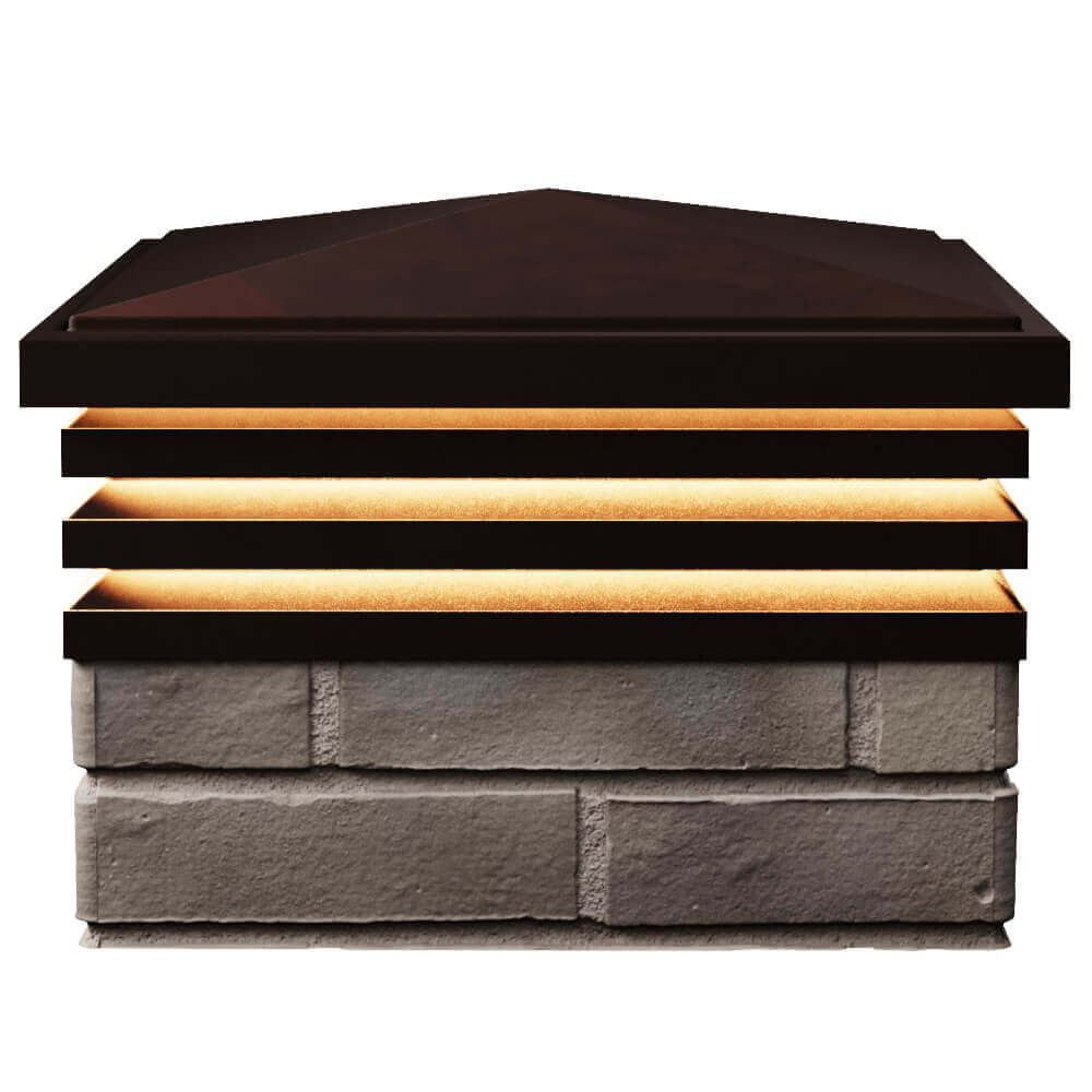 Колпак Zking Бона ХайТек Коричневый на столб 1.5х1.5 кирпича (385х385мм) с подсветкой в Улан-Удэ фото